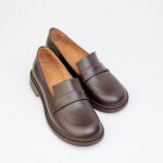 Brown Leather Loafers For Women Handmade Flat Slip